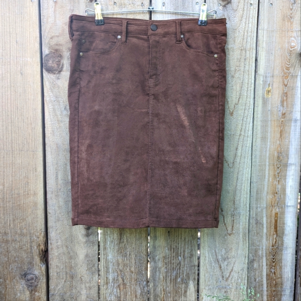 Liverpool Brown Stretch Denim Skirt